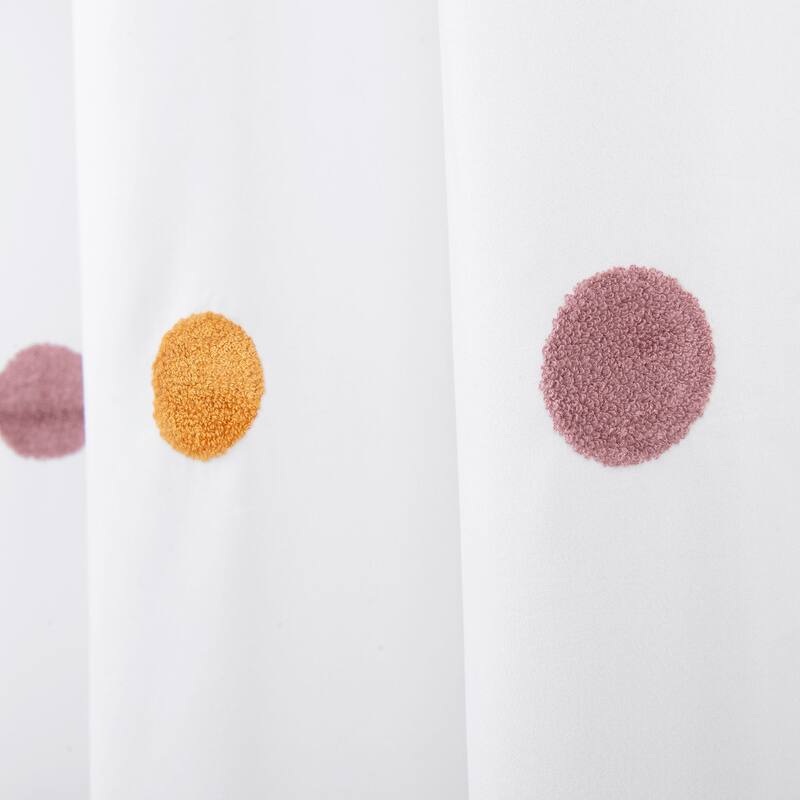 Dots Polyester Fabric Shower Curtain Multicolor Pom Poms on White 70"x72" On Sale Bed Bath